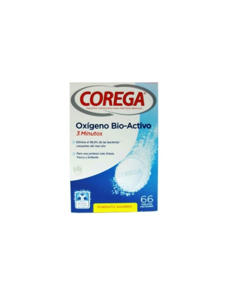 COREGA OXIGENO BIO-ACTIVO LIMPIEZA PROTESIS DENTAL 66 TABLETAS