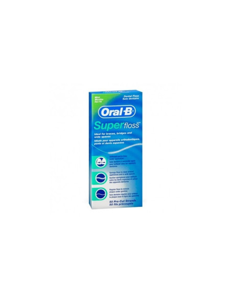 ORAL-B SUPERFLOSS SEDA DENTAL MENTA 50 UNIDADES