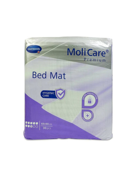 ABSORBENTE INCONTINENCIA ORINA LIGERA MOLICARE PREMIUM BEDMAT 8 GOTAS 30 UNIDADES 90 CM X 30 CM