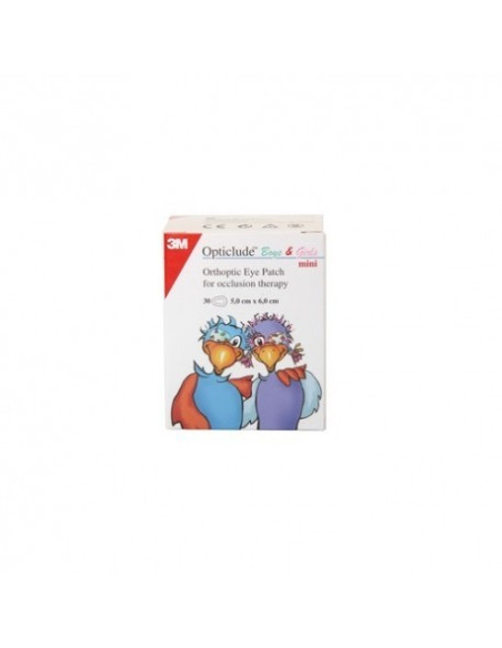 OPTICLUDE PARCHES OCULARES IMPRESO PEQUEÑO 6 CM X 5 CM 30 UNIDADES